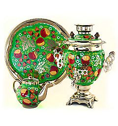 Samovar 3 l "Acorn" in the set "Apple orchard" painting