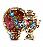 Samovar 3 liter "Acorn" painted set "Zhostovo"