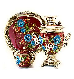 Samovar 3 liter "Acorn" painted set "Zhostovo"